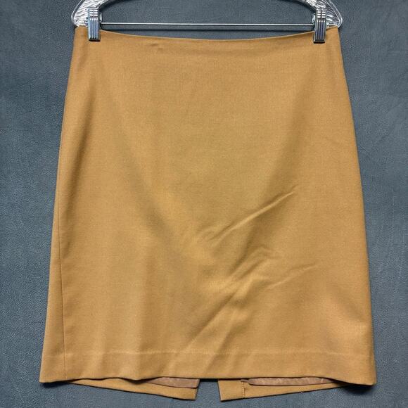 Talbots Skirt Tan Wool Blend Lined Zip Up Zipper Straight Pencil Preppy Office - Picture 1 of 13